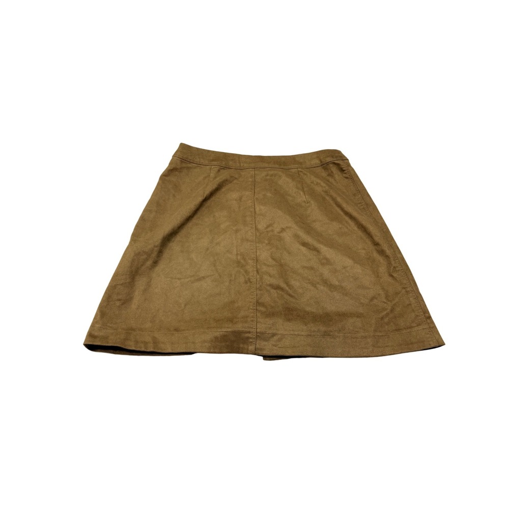 Abercrombie & Fitch Brown Faux Suede Button Front A-Line Mini Skirt Size M - Picture 2 of 7